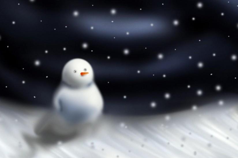 3840x2160 Wallpaper snowman, blizzard, snow, night