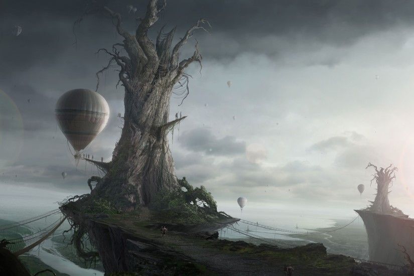 Fantasy - Landscape - Dark - Gothic - Sky - Ballon Wallpaper