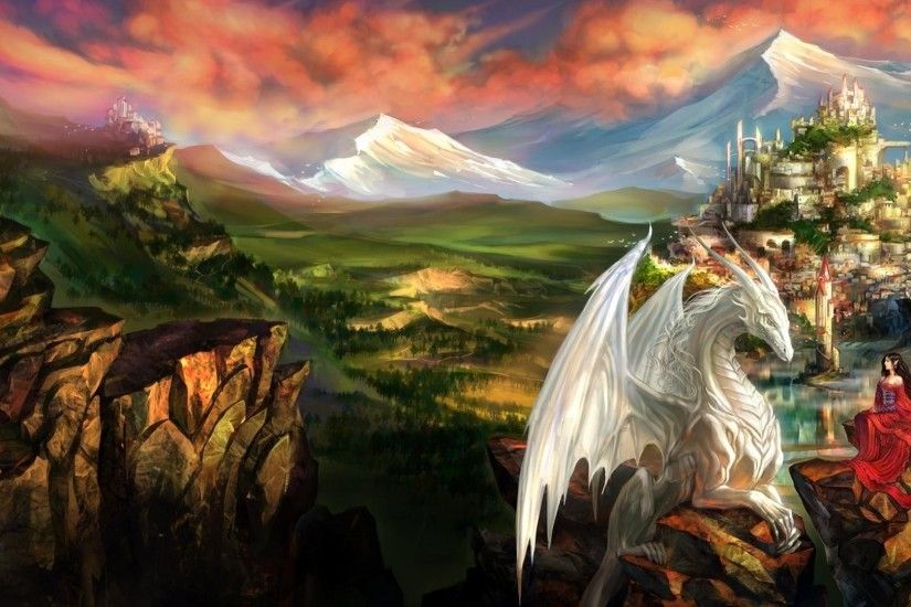 Fantasy White Dragons Wallpapers HD