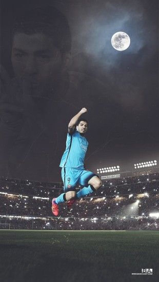 Luis Suarez celebrating a goal at the Camp Nou. This wallpaper was created  by superimposing 3 different pictures and blending them together to seem  like a ...