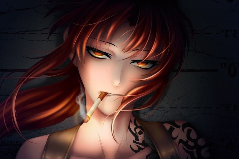 anime, Badass, Tattoo, Anime Girls, Cigarettes, Redhead, Red Eyes, Revy, Black  Lagoon Wallpapers HD / Desktop and Mobile Backgrounds