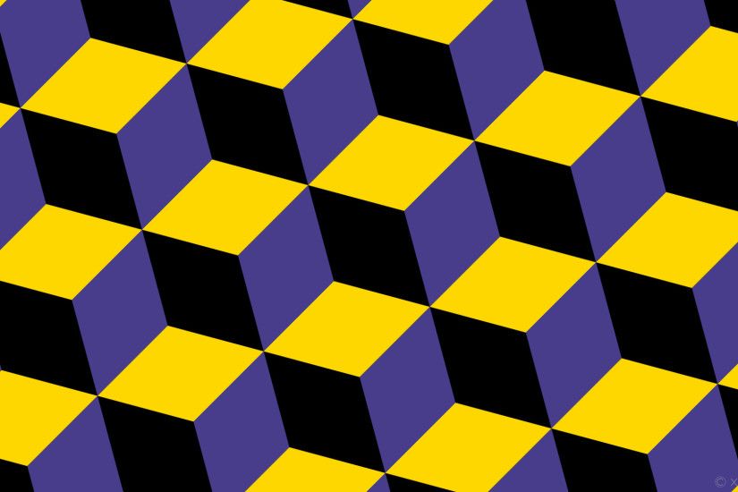 wallpaper yellow purple 3d cubes black dark slate blue gold #000000 #483d8b  #ffd700