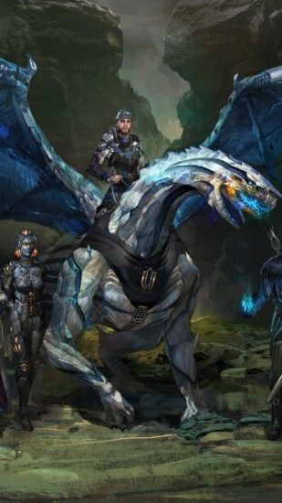 1440x2560 Wallpaper dragon, rider, creatures, army, cliffs