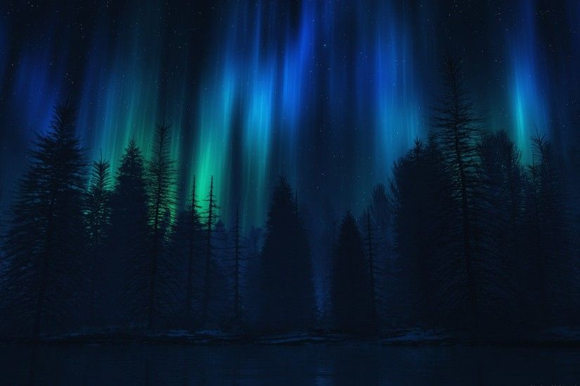 Blue Aurora Borealis