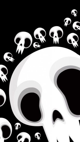 1080x1920 Wallpaper skull, black, white, drawing