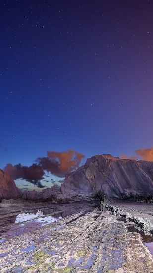 1440x2560 Wallpaper mountains, dusk, night, sky, stars