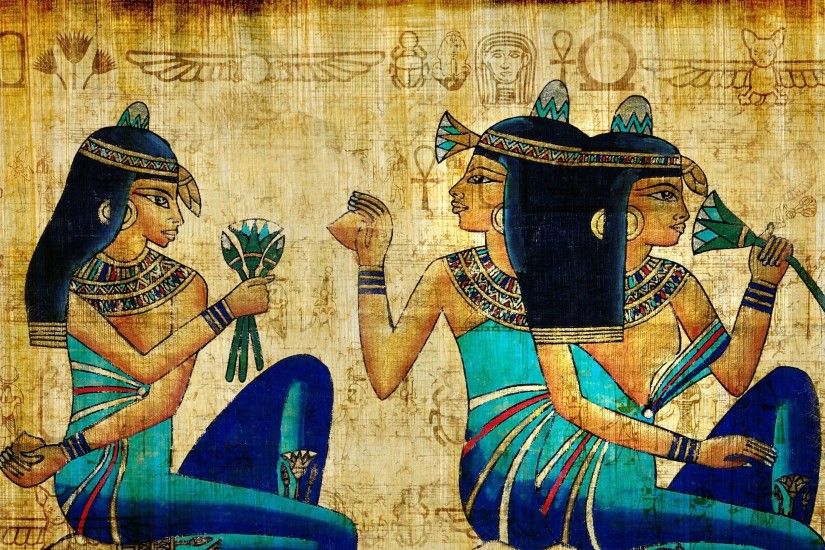 Preview wallpaper brunette, girl, ancient, egypt, drawing 3840x2160