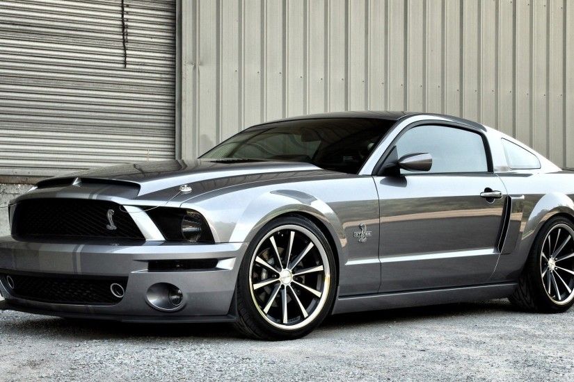 silver ford mustang gt muscle car big rims wide hd wallpaper - WPWide