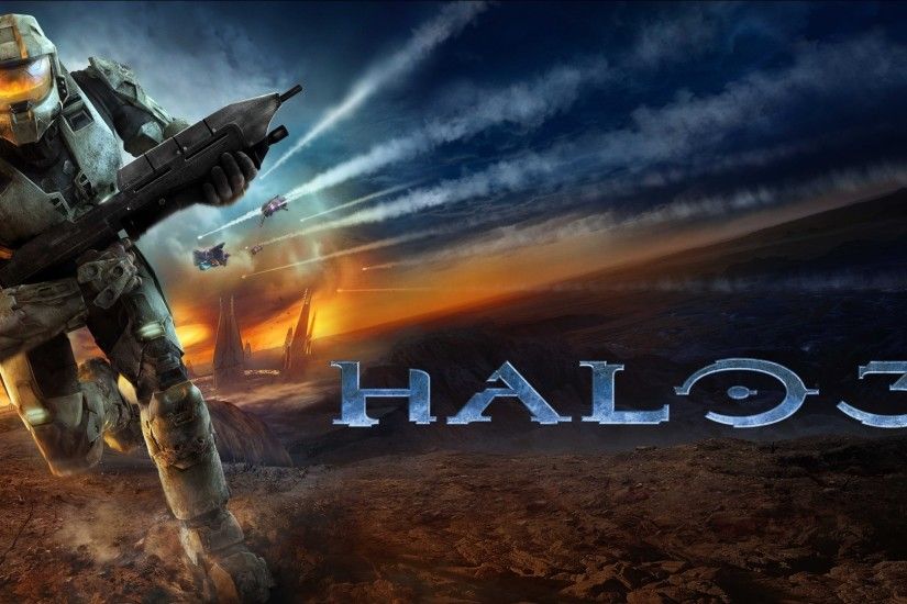 Wallpaper Halo 3, Soldier, Run, Sky, Explosion