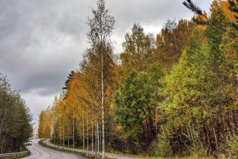 Finland, Road, Wood, Asphalt, Trees, Autumn, Cloudy, Car, Wide, Hd,  Wallpaper, Amazing Artworks, Cool, Colorful, 1920Ã1080 Wallpaper HD