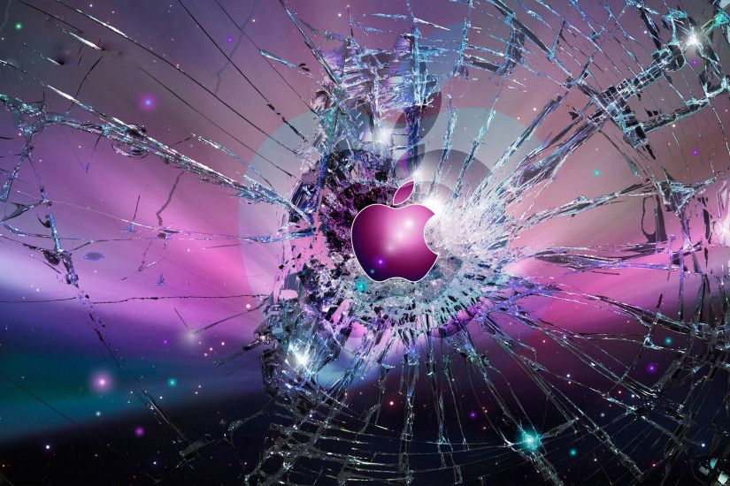 Screen, glass crash, apple logo, hd, wallpaper. Â«Â«