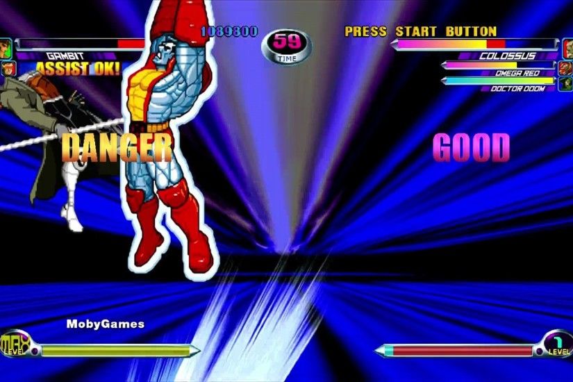 Marvel vs. Capcom 2 Xbox 360 Power moves trigger anime-style backgrounds.