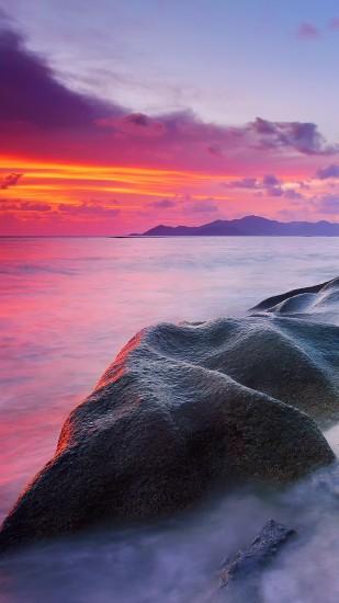 Rocks Beach Sunset iphone 6 plus wallpaper