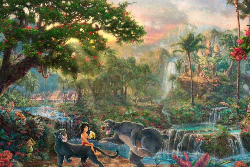 Thomas Kinkade, The Jungle Book, Walt Disney, Thomas Kinkade Studios,  Painting