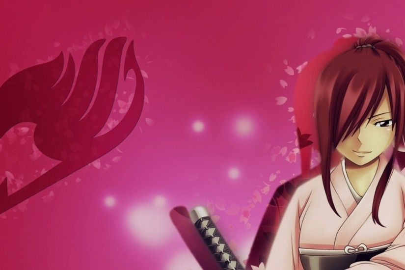 Preview wallpaper erza scarlet, fairy tail, mage, sword, art, anime  2560x1080