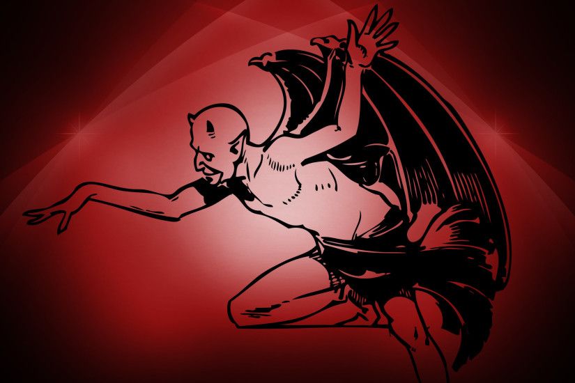 Dark red wallpaper with the devil