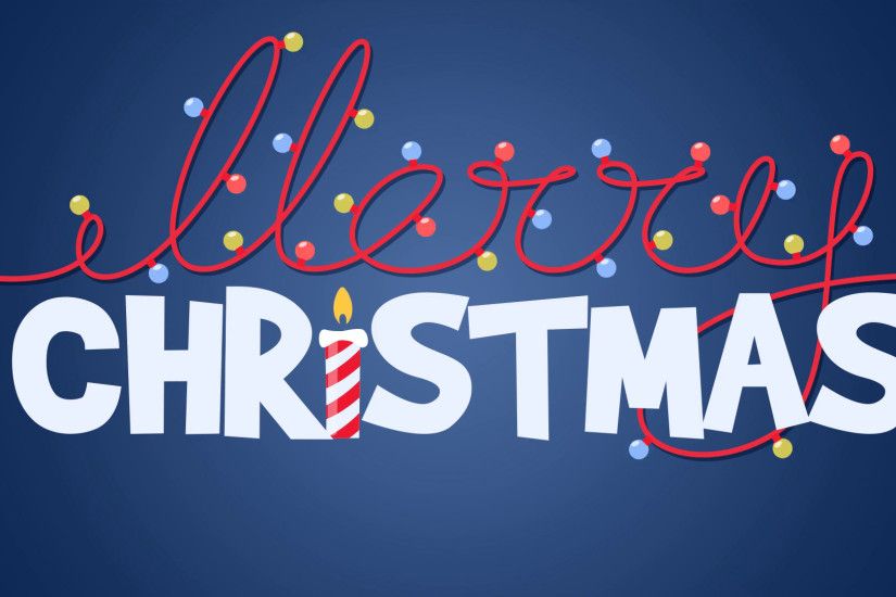 Funny cartoon animation of Merry Christmas. Garlands wire is in shape of  word Merry. Two versions on dark blue gradient and transparent backgrounds.
