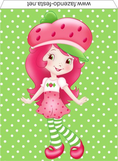 Strawberry Shortcake free printable invitation, card, bunting or candy bar  label.