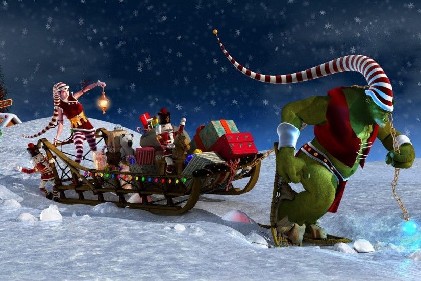 Christmas Night Gifts Sledge Aides Inscription Wallpaper - Image #5596 -