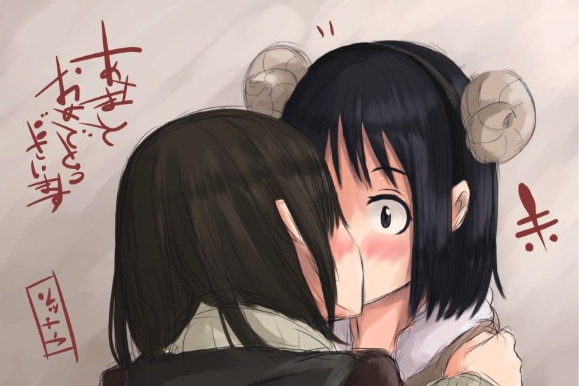 Wallpaper Yuri kuma arashi, Anime, Couple, Kiss