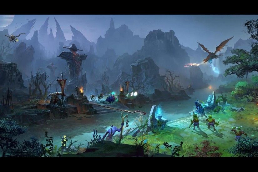 Download Wallpaper 1920x1080 dota 2, middle, battle, map, heroes Full HD  1080p HD Background