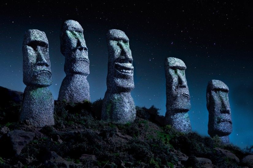 Easter Island, Chile, Starry Night, Statue, Moai, Stone, Monuments, Nature,  Landscape Wallpapers HD / Desktop and Mobile Backgrounds