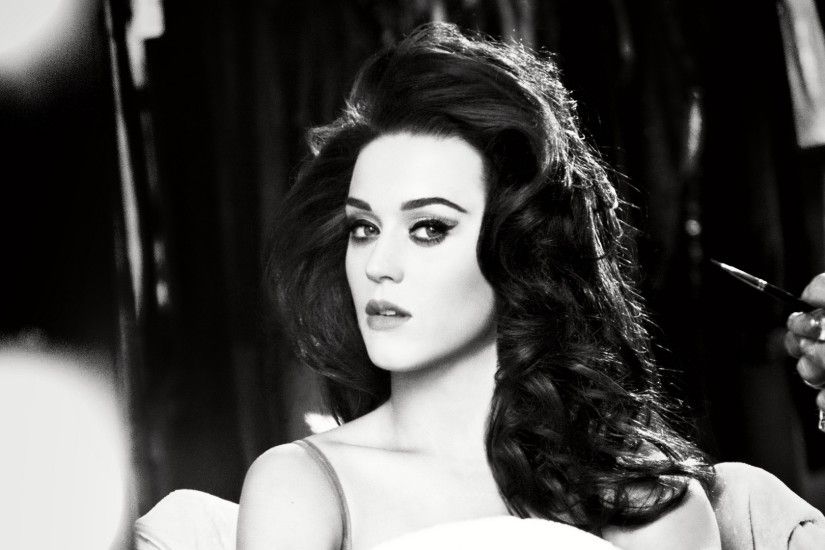 Preview wallpaper katy perry, eyes, face, singer, black and white 3840x2160