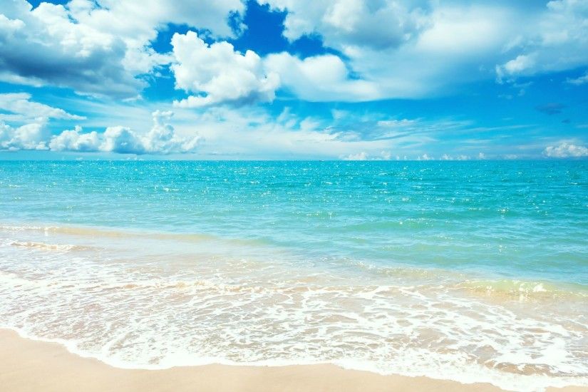 summer sea wallpaper, beach, sky, clouds, sand, horizon, blue sea