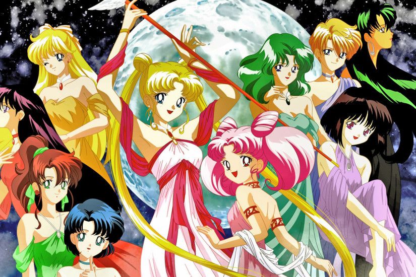 Sailor Moon character gathering wallpaper