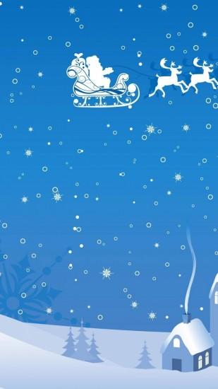 blue and white Christmas santa iPhone 6 plus wallpaper - reindeer #Cartoon  #2014 #