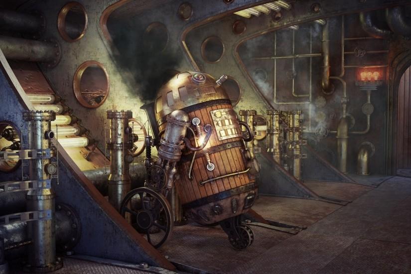 Art Star Wars steampunk robot R2D2 smoke pipes movies futuristic wallpaper  | 1920x1136 | 55046 | WallpaperUP