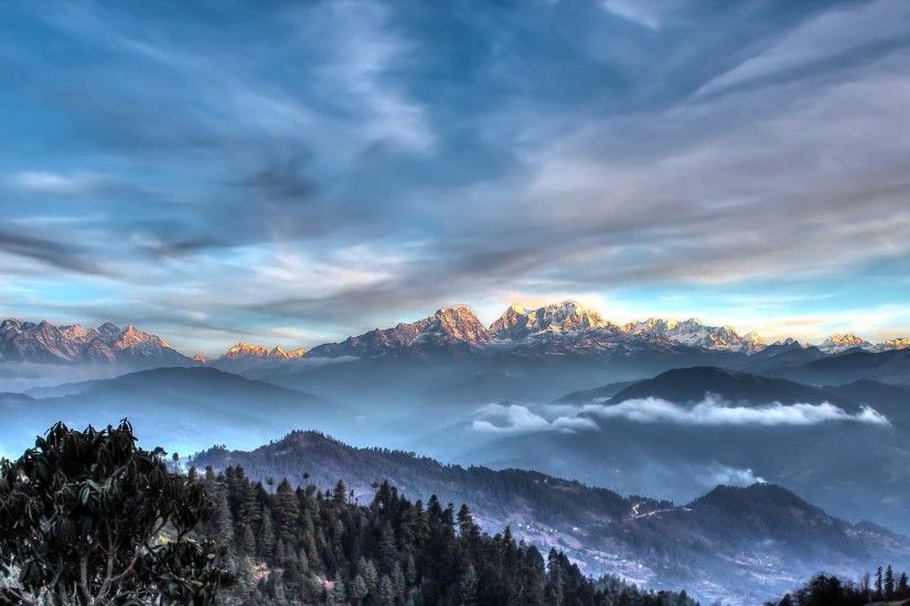 landscape, Nature, Himalayas, Mountain, Forest, Snowy Peak, Mist, Clouds,  Sunset, Nepal Wallpapers HD / Desktop and Mobile Backgrounds