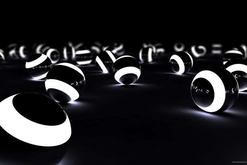 Glowing 3D spheres in the dark for 1920x1080