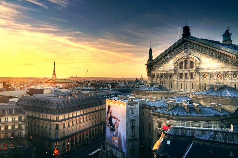 Opera Eiffel Tower Cityscape Classy Wallpaper