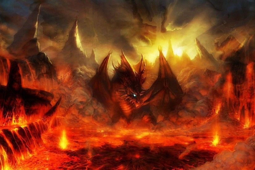 Free Wallpapers - Dragon in the flame of hell 1920x1080 wallpaper
