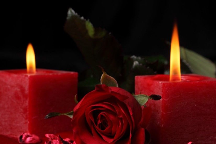 Flower - Romance Photography Harmony Candle Nice Flame Red Flower Beautiful  Cool Rose Still Life Love