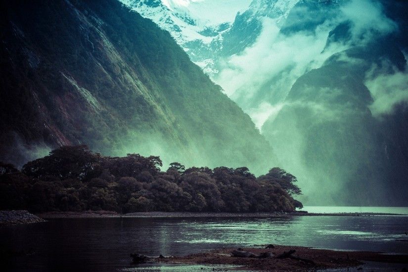 nature, Landscape, Trees, Mountain, Mist, Fjord, Snowy Peak, Rain, Clouds,  Morning, Milford Sound, New Zealand Wallpapers HD / Desktop and Mobile ...