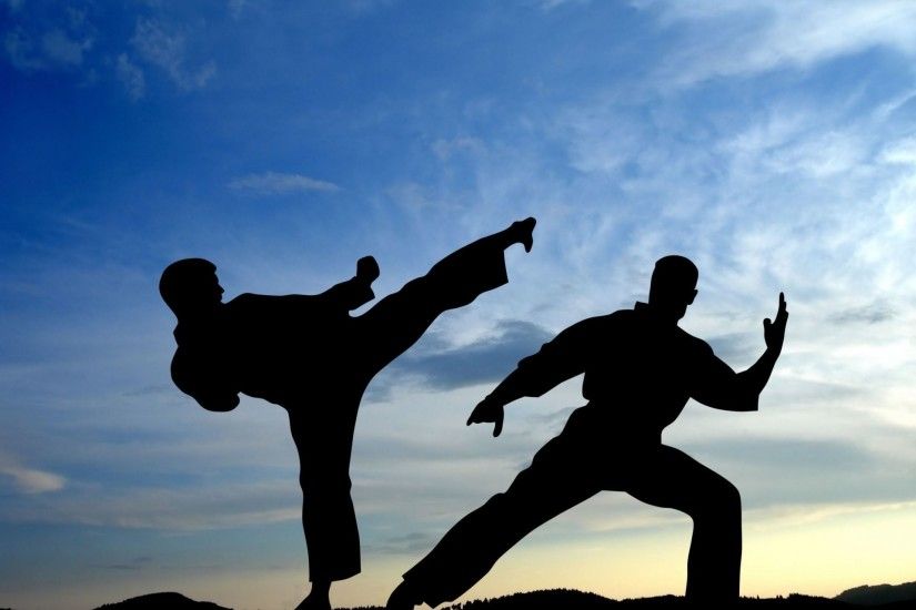 sports karate fight outright shadow silhouettes men strike martial arts  wallpaper sky