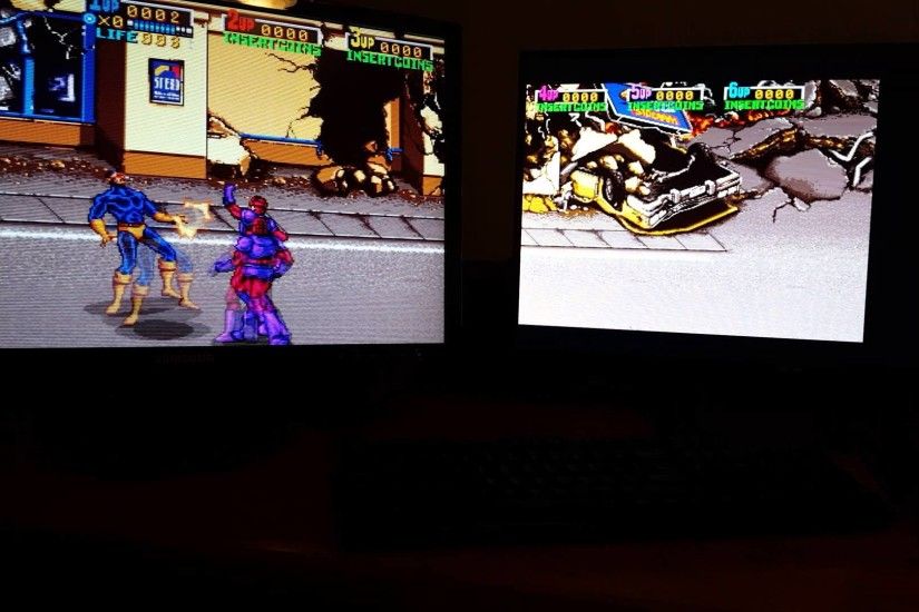 Demonstration of 6 player X-Men using multiple monitors in MAME with a dual  monitor Big Blue setup