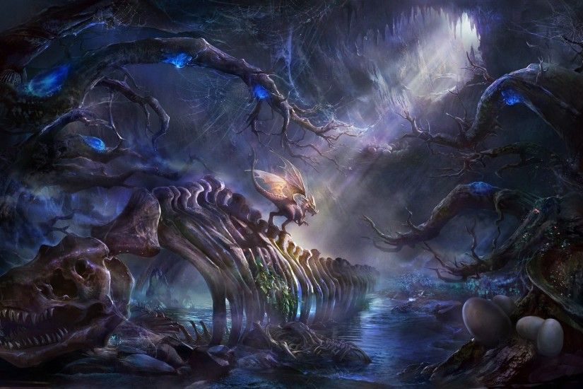 fantasy art, dragon, bones Wallpapers HD / Desktop and Mobile Backgrounds