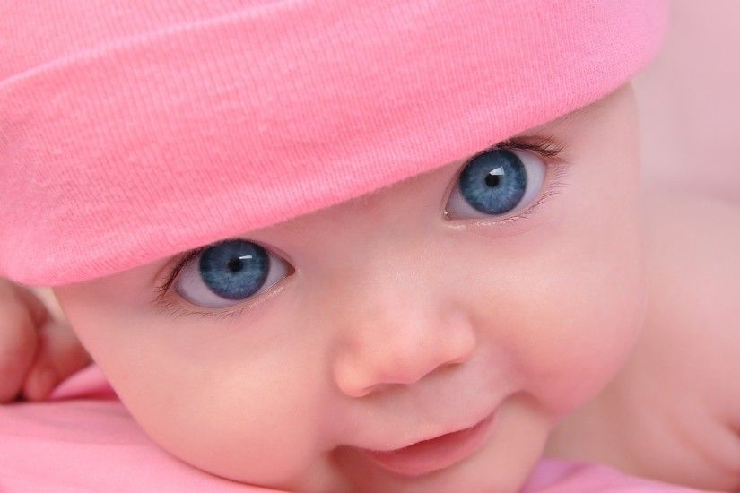 Preview wallpaper baby, blue eyes, face, cute, hat 1920x1080
