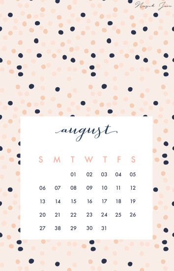 August - Free Calendar Printables 2017 by Nazuk Jain