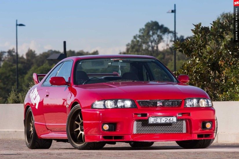 1998 Nissan Skyline GT-R R33 red modified cars wallpaper .