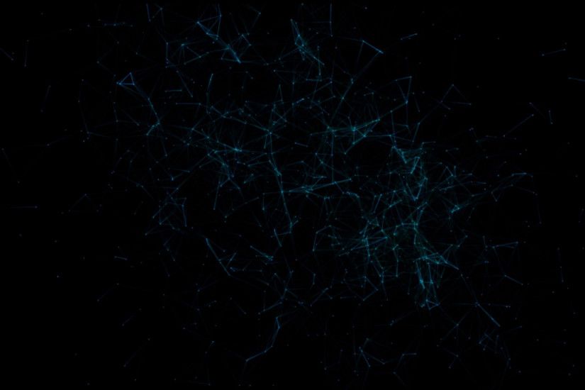 abstract geometrical black background with blue moving lines and dots. cg  animation