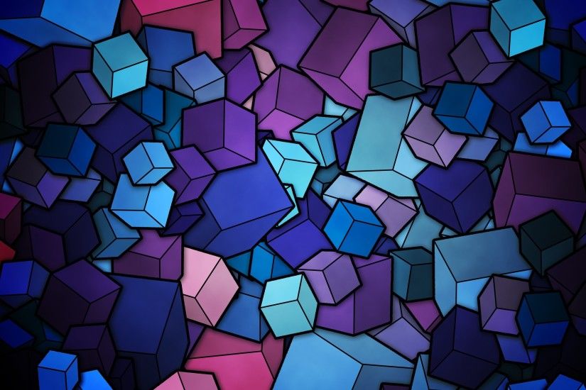 cube, Digital Art, Blue, Purple Wallpapers HD / Desktop and Mobile  Backgrounds