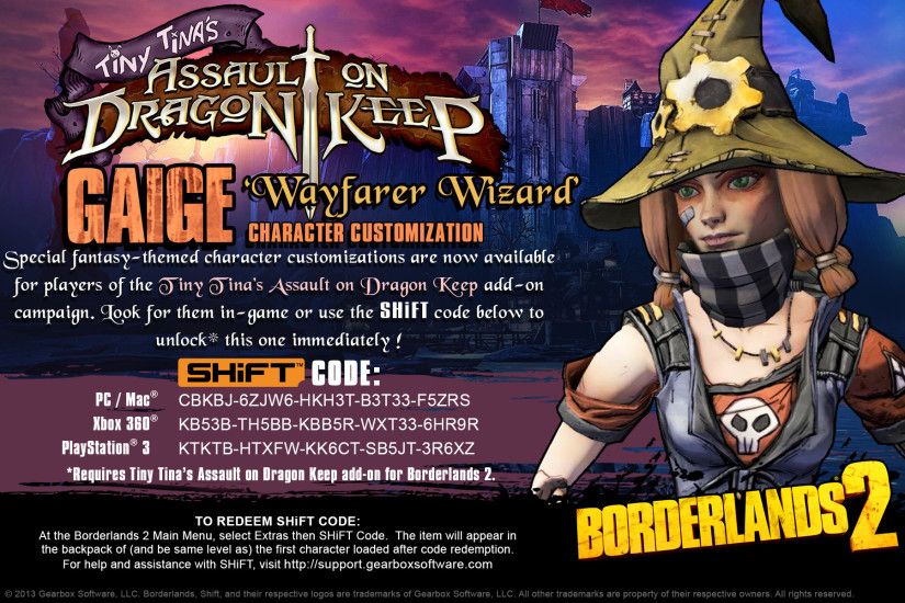 Borderlands 2 'Dragon Keep Heads' SHiFT Codes