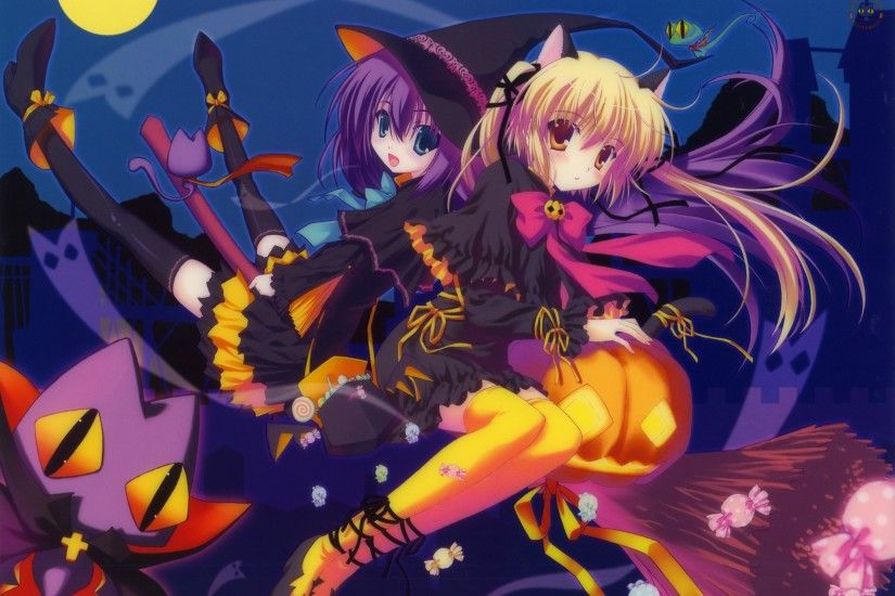 Halloween nekomimi artwork anime girls 2792x1983 wallpaper