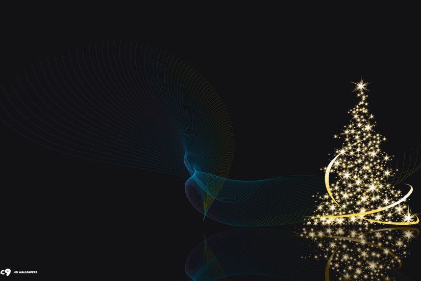christmas tree shiny lights ribbons abstract holiday desktop background