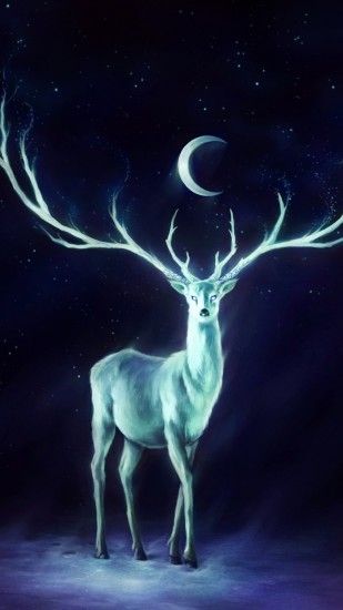 Deer Horns Moon Stars #iPhone #6 #wallpaper