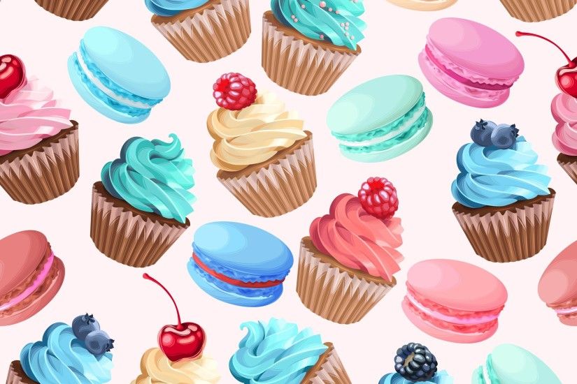 Background, illustration, pattern, cute, art, food, sweet, cupcakes